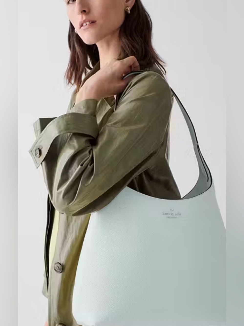 kate spade Pebbled Leather Hobo Shoulder Bag in Pale Blue